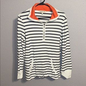 Navy blue and white long sleeve pull over